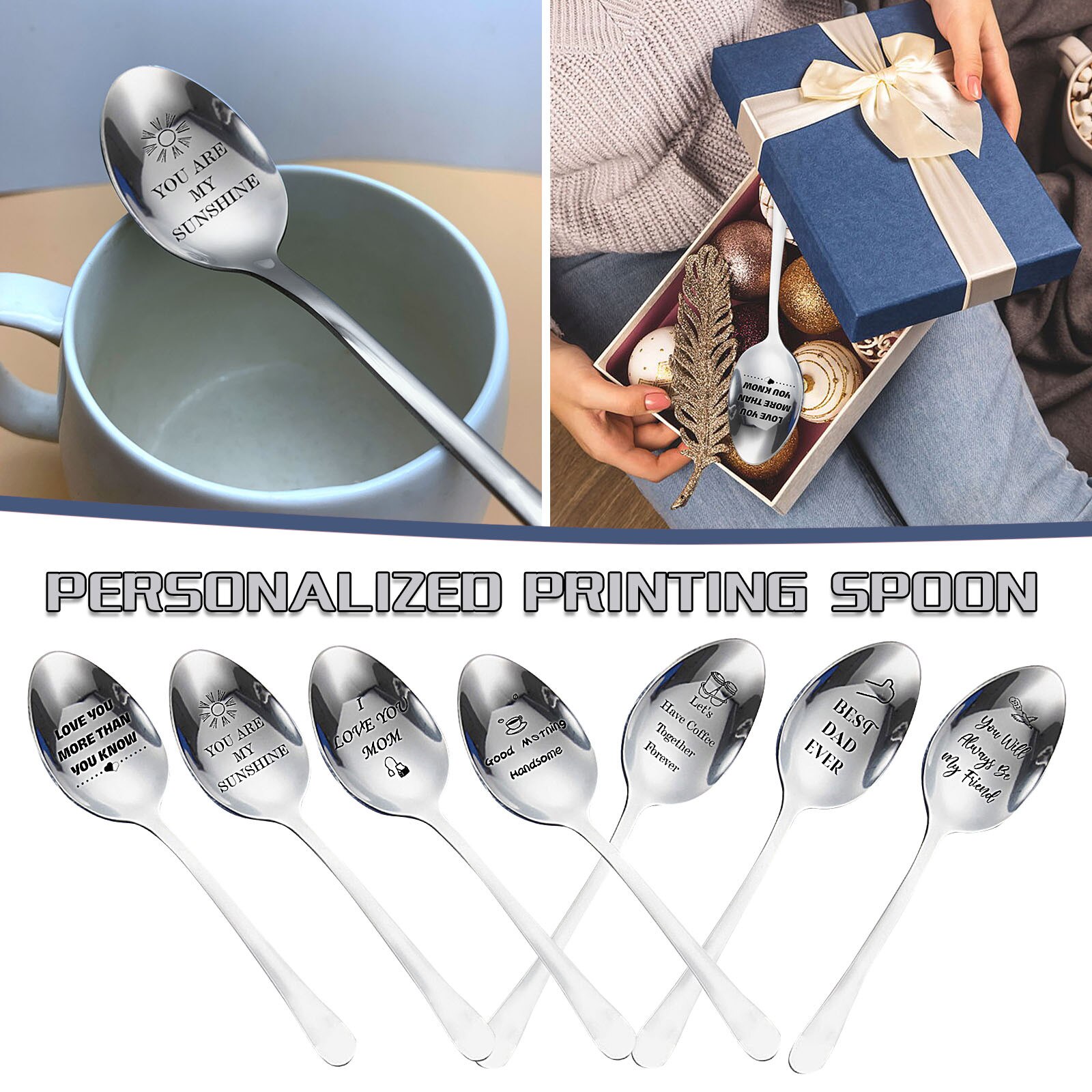 Engraved Spoon Best for Husband Madam Family and Friends Tableware Coffee Spoon Stainless Steel Spoon