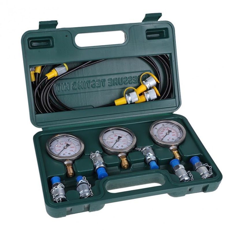 Hydraulic Pressure Guage Excavator Hydraulic Pressure Test Kit With Testing Hose Coupling And Gauge Tools: Default Title