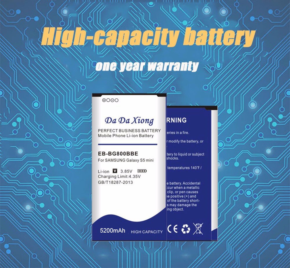 DaDa Xiong 5200mAh EB-BG800BBE Battery Replacement For Samsung GALAXY S5 mini battery G870 SM-G800F SM-G800H