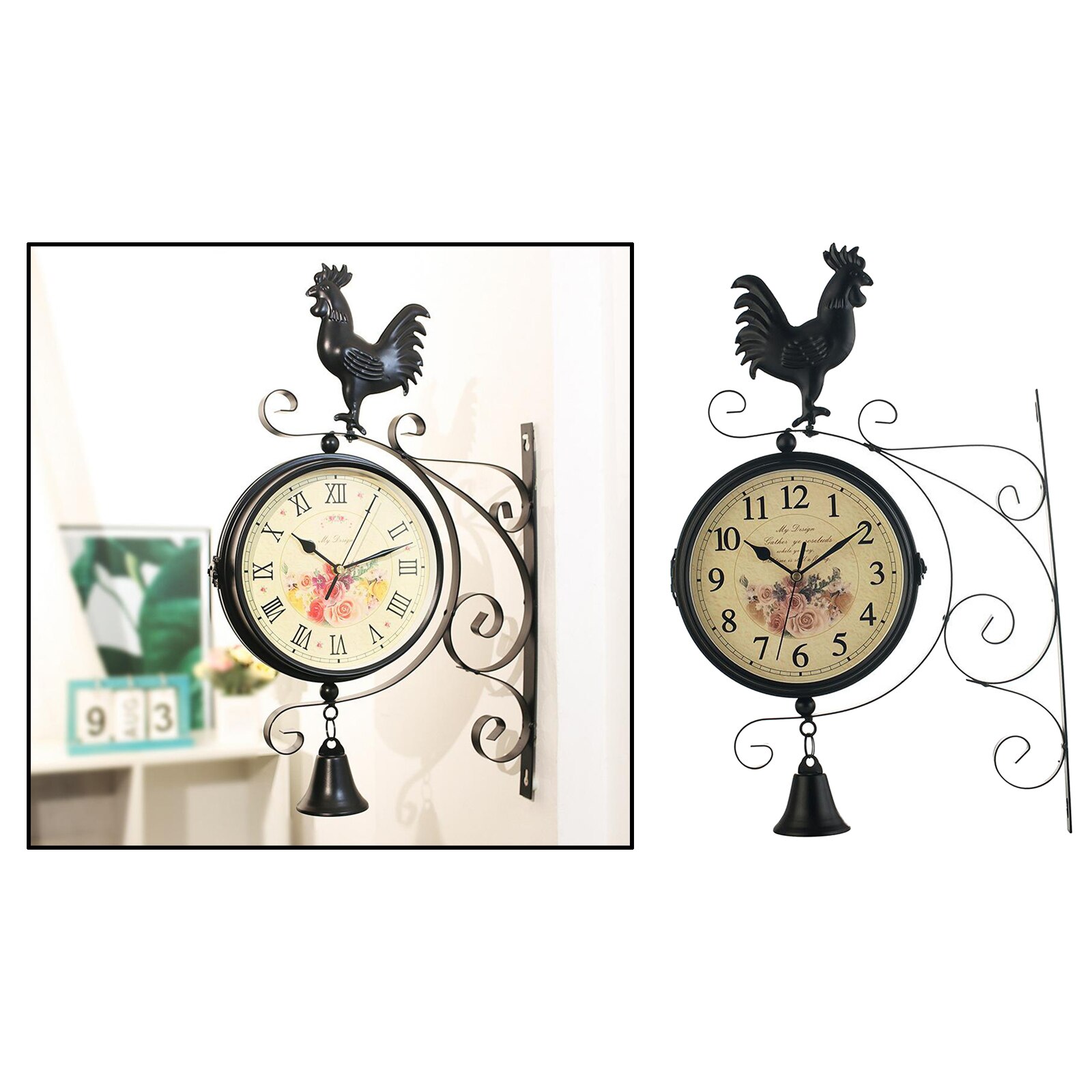 Orologio Da Giardino Retrò Doppia Faccia | Stile Vittoriano Impermeabile | 30x37cm Con Batterie AA - Foto 8