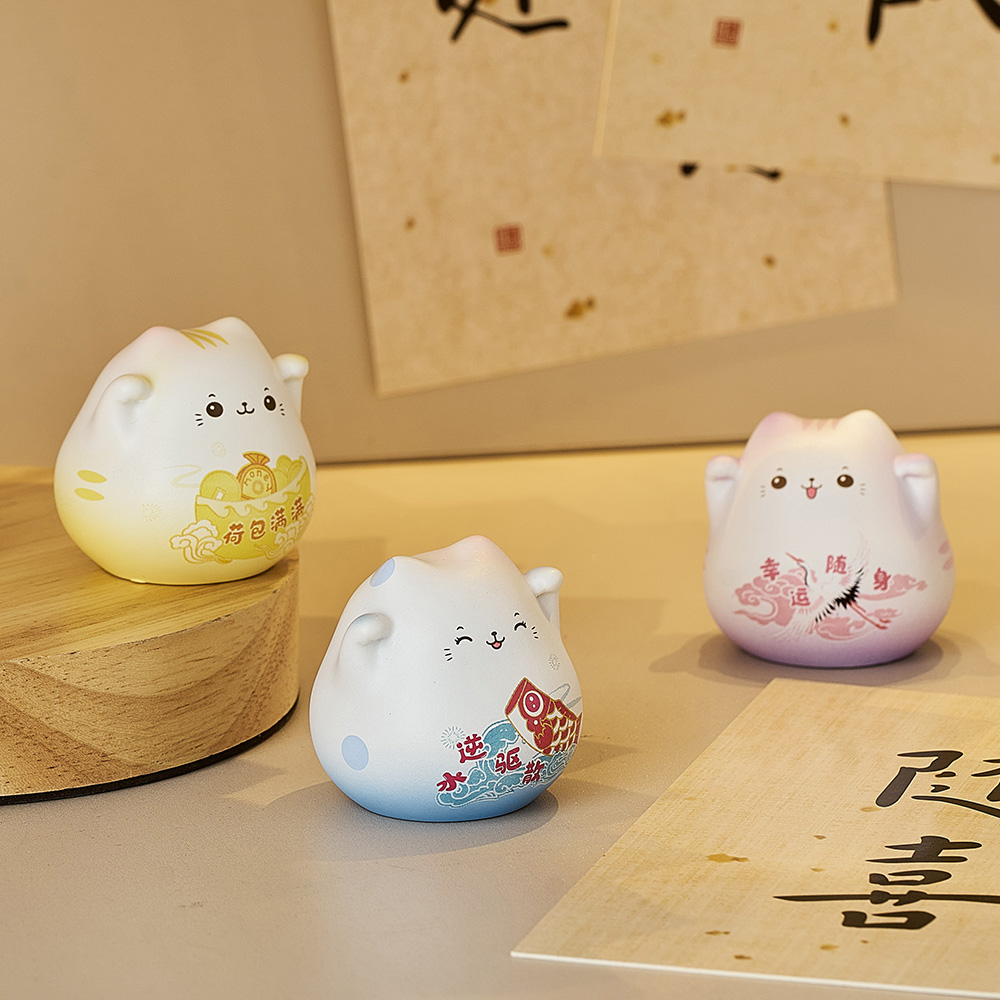 Maneki Neko-decoración del hogar, adornos de gato de la suerte, artesanías de cerámica, estatuas de animales de la fortuna, decoración de habitación, accesorios de escritorio,