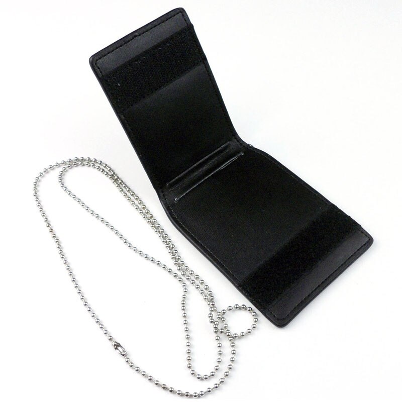 US Police Badge Holder Neck Chain Belt Clip U.S. Leather Badge Holder