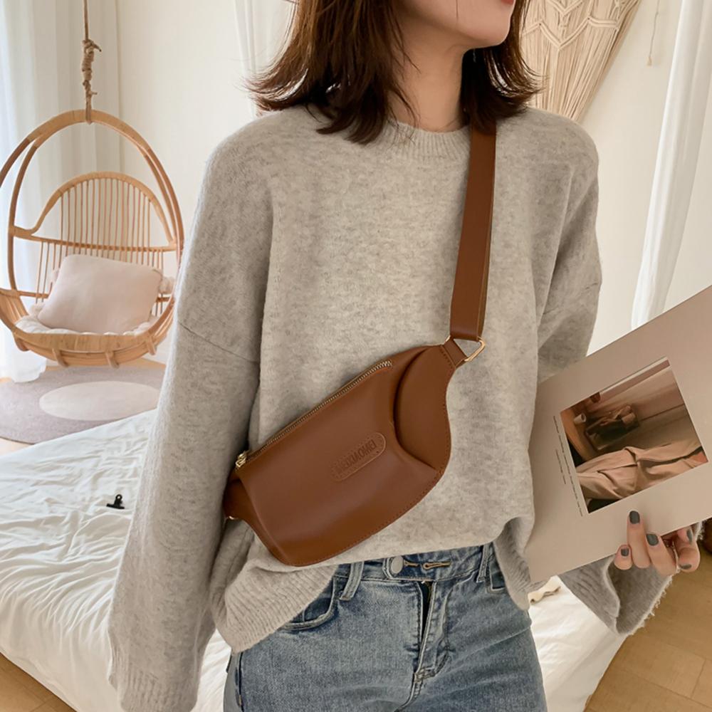 Couleur unie Fanny poitrine Pack réglable large sangle en cuir PU taille Pack pochette rétro femmes épaule sac à bandoulière taille sac