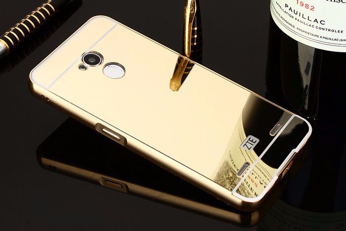 Mirror Carcase On For ZTE Blade V7 Lite V6+ X3 Axon 7 Blade A520 A610 Case Luxury Aluminum Metal Bumper Frame Back Cover shell: For ZTE V7 Lite / Gold