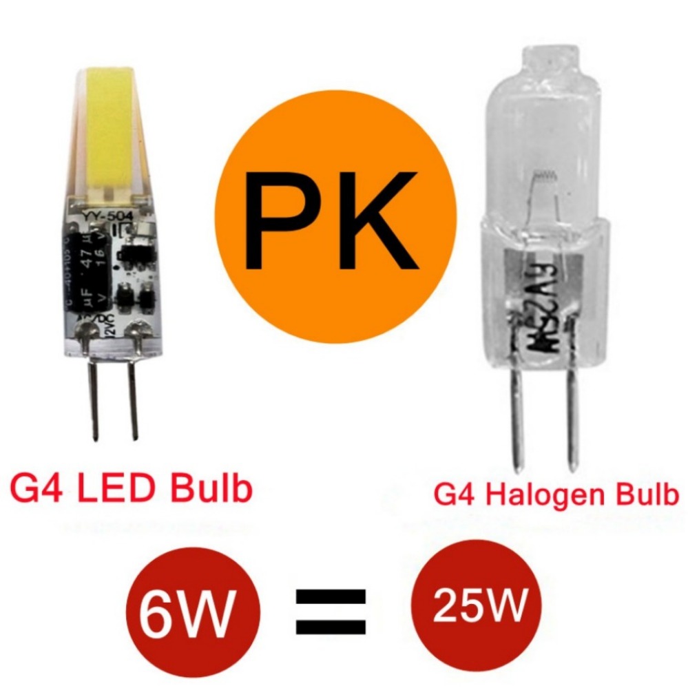 10 Stück super helle g4 LED Cob Lampe 6W Glühbirne AC DC 12V 220V Kerzenlichter ersetzen 30W 40W Halogen für Kronleuchter Scheinwerfer