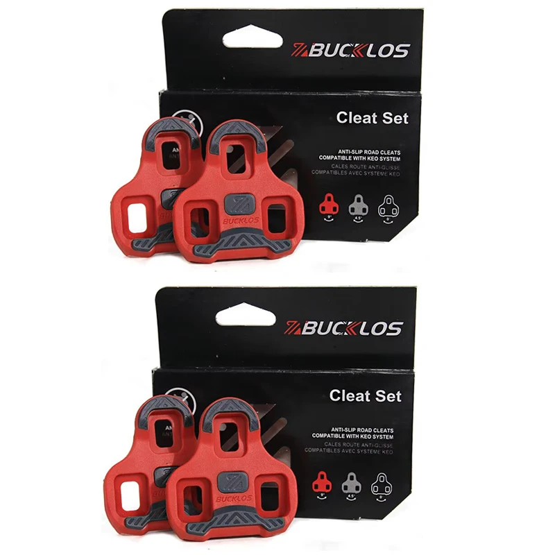 Tacos de bicicleta BUCKLOS para LOOK KEO, tacos de Pedal autoblocantes para bicicleta de carretera, tacos antideslizantes para zapatos de ciclismo, accesorios para bicicleta KEO: Borgoña