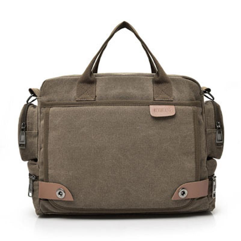 Lederen Aktetassen Mannen Laptop Aktetas Mannen Canvas Messenger Schoudertas Crossbody Sling Aktetas Tassen Satchel O0605 #30: Coffee