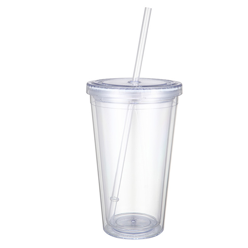 20oz vandflaske mælketumblere dobbelt væg plastik klar kop med låg halm til børn drinkware kopper: Plastik kop a