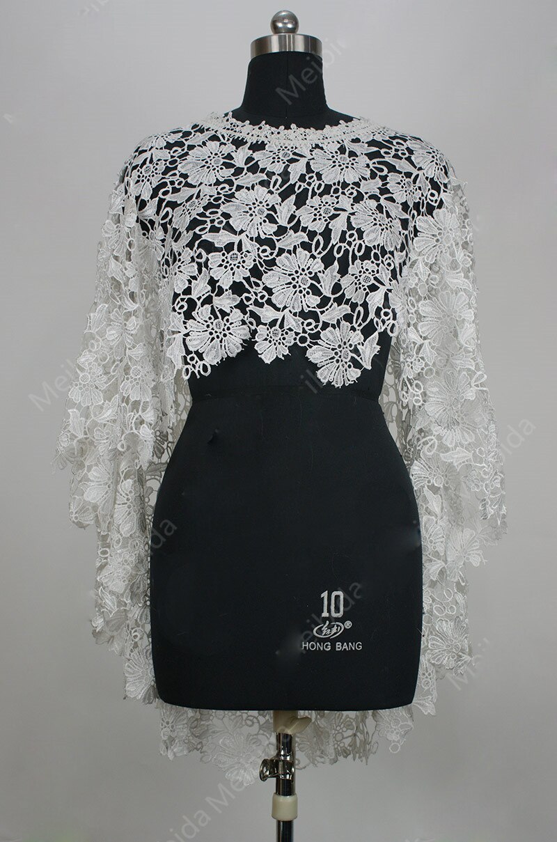 Detacheable Lace Jacket for Wedding Dress Scoop Neck High Low Bridal Wraps