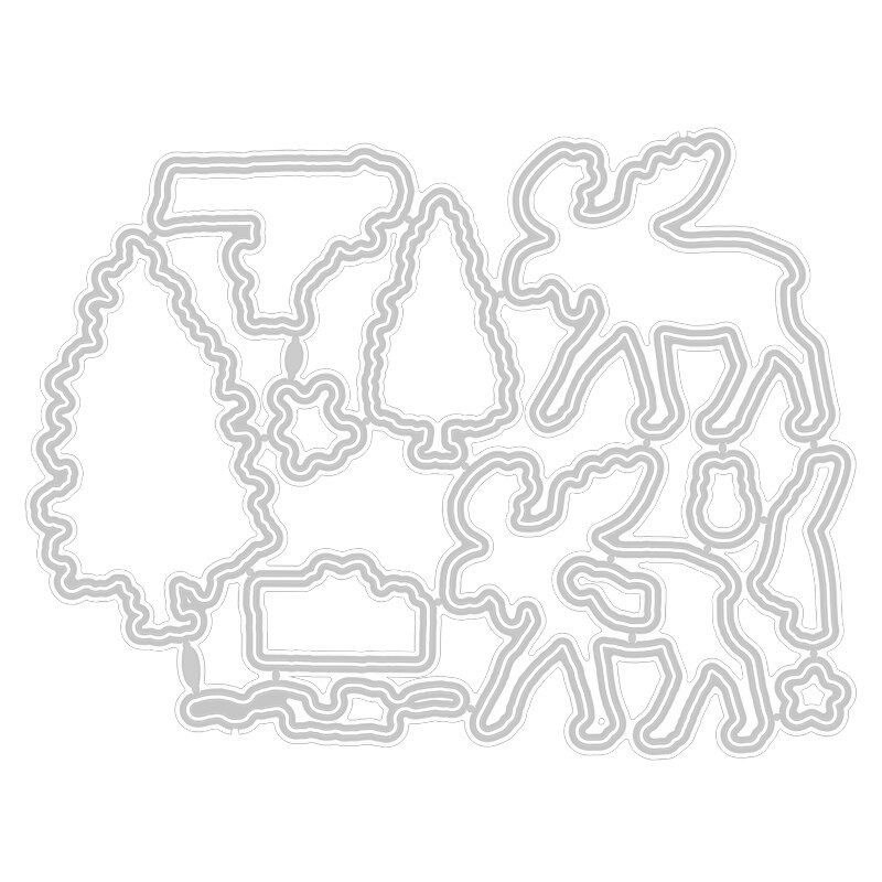 Christmas Trees Metal Cutting Dies and Animal Elk Sentiment Words Clear Stamps Sets Scrapbooking For Crafts Card Making: Dies