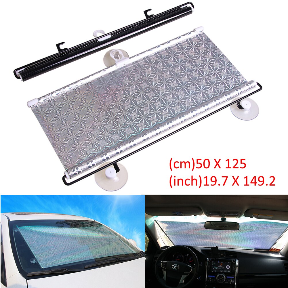 Uttrekkbar bil frontrute solskjerming pvc auto vinduer solskjerm anti-uv beskyttelse solskjerm
