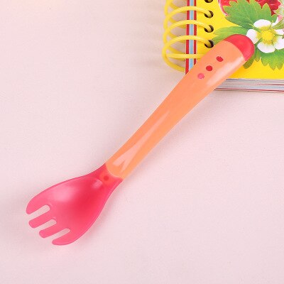 3 Kleuren Baby Lepels Temperatuur Sensing Lepel Voor Kinderen Babyvoeding Siliconen Lepel Peuter Gebruiksvoorwerpen Baby Gadgets: 1pcs Pink Fork