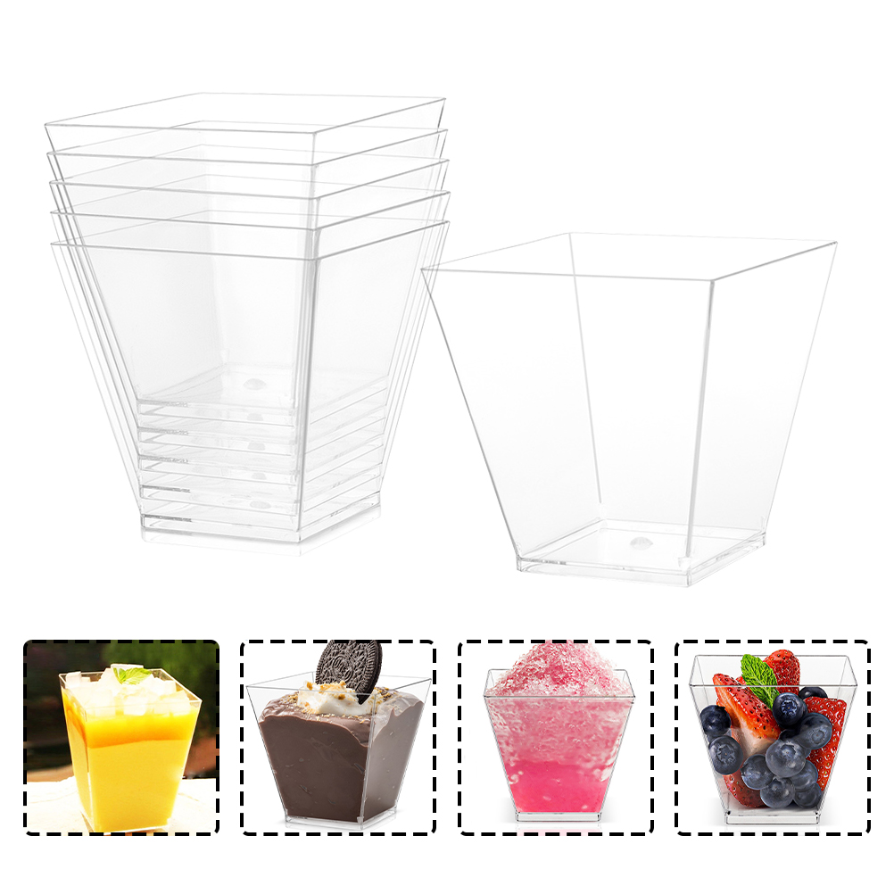 25Pcs Dessert Beverage Cups Plastic Dessert Visible Cups Ice Cream Cups