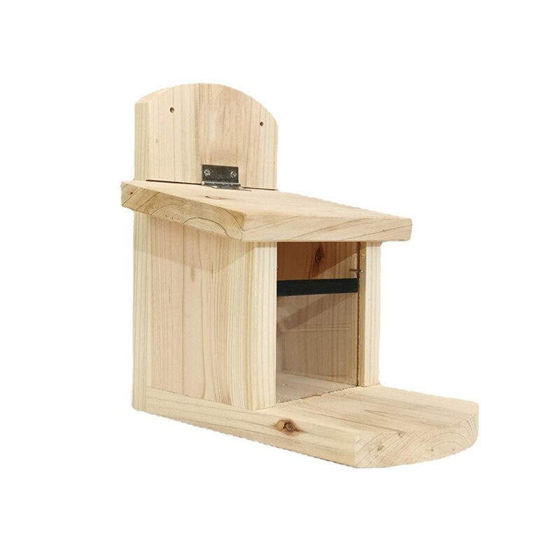 Squirrel Feeder Box Wooden Squirrel Feeding Station Durable Weatherproof Squirrel Feeding House with Openable Cover