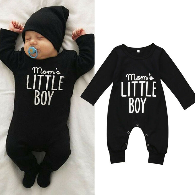 Cute Newborn Baby Boys Cotton Letter Romper Long Sleeve Warm Jumpsuit Outfits Clothes Autumn 0-24M