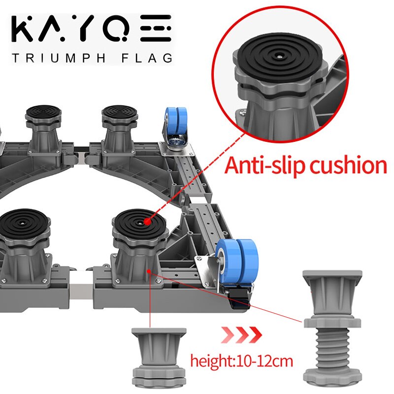 Universal Mobile fridge stand for washing machine Holder 4 Strong Feet Mobile refrigerator Base with Brake Wheel Loading 500kg