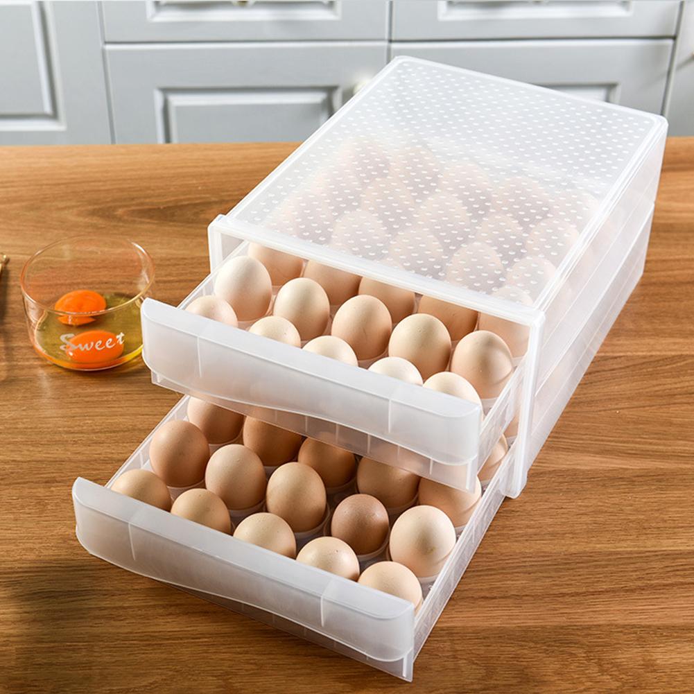 30/60 Cavity Egg Storage Case Plastic Box Kitchen Refrigerator Crisper Container