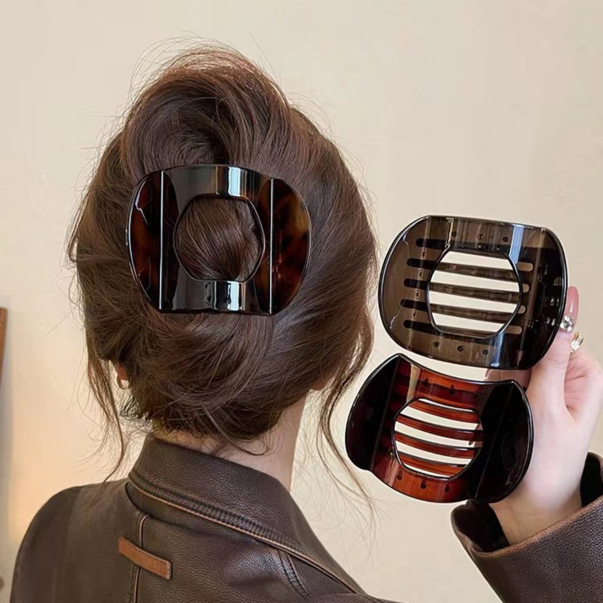 Clip de pelo de ácido acético coreano, accesorios para el cabello, Clip de cuchara con estampado de leopardo para mujer, Clip de pelo de primavera con cola de caballo baja, 1 ud.