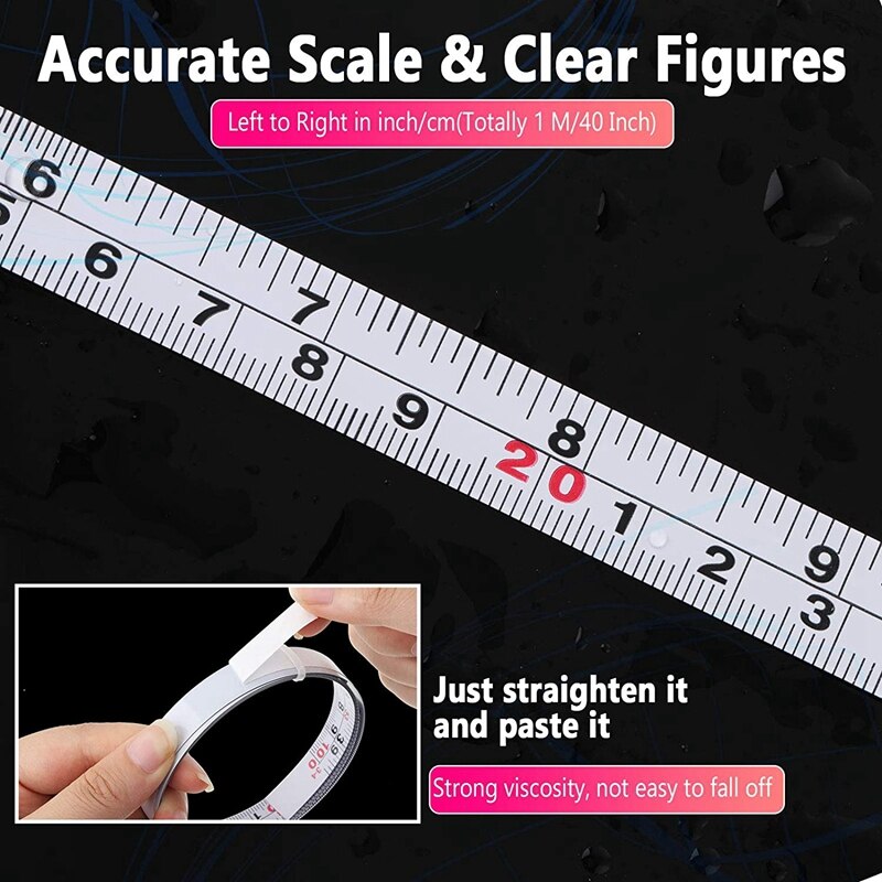 4 Pieces Self-Adhesive Measuring Tape,Steel Ruler Tape Label,Metal Sticky Ruler Left or Right Read for Measuring,40 Inch