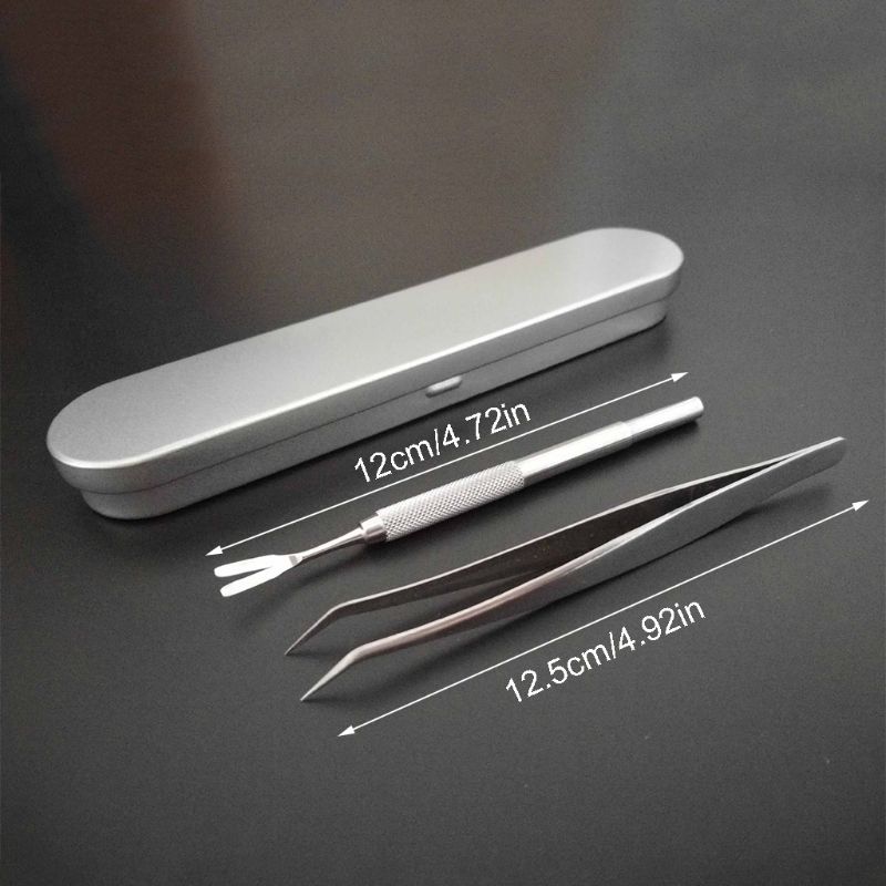 Premium Tick Remover Kit Stainless Steel Fleas Tick Remover + Tweezers with Case