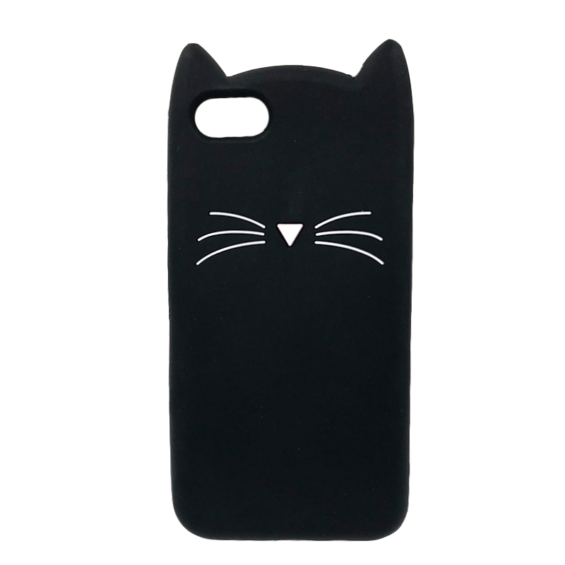 Tecknat fodral till iphone 5 5s 3d silikon mjukt tpu katt telefonskal till apple iphone 5s se2016 fundaskal för flickor: Svart