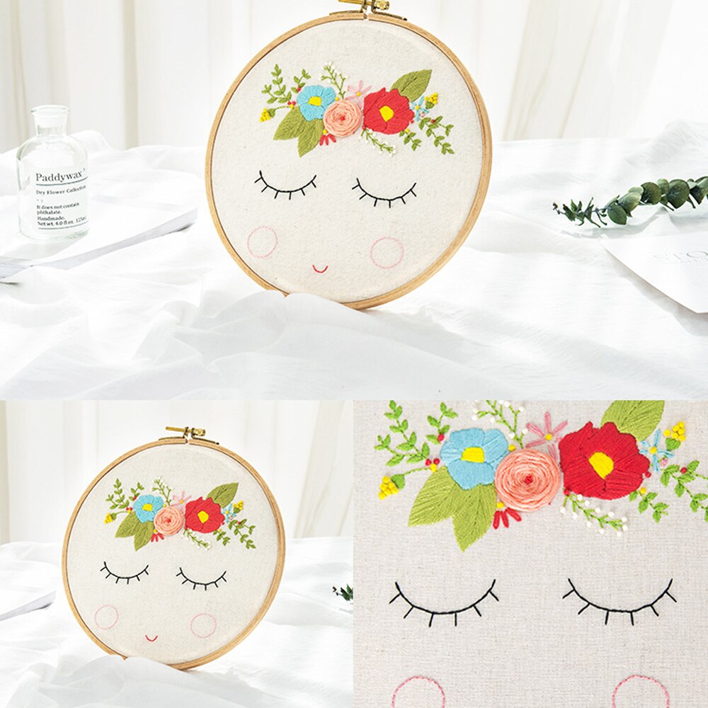 Full Range of Embroidery Starter Kit with Pattern DIY Beginner Starter Stitch Kit Including Stamped Cloth with Pattern, Embroide
