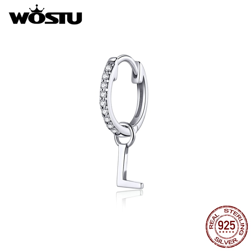 WOSTU Mini knapp M Band Ohrringe 100% 925 Sterling Silber Zirkon Alphabet Kleine Ohrringe Für Frauen Schmuck CQE848-L