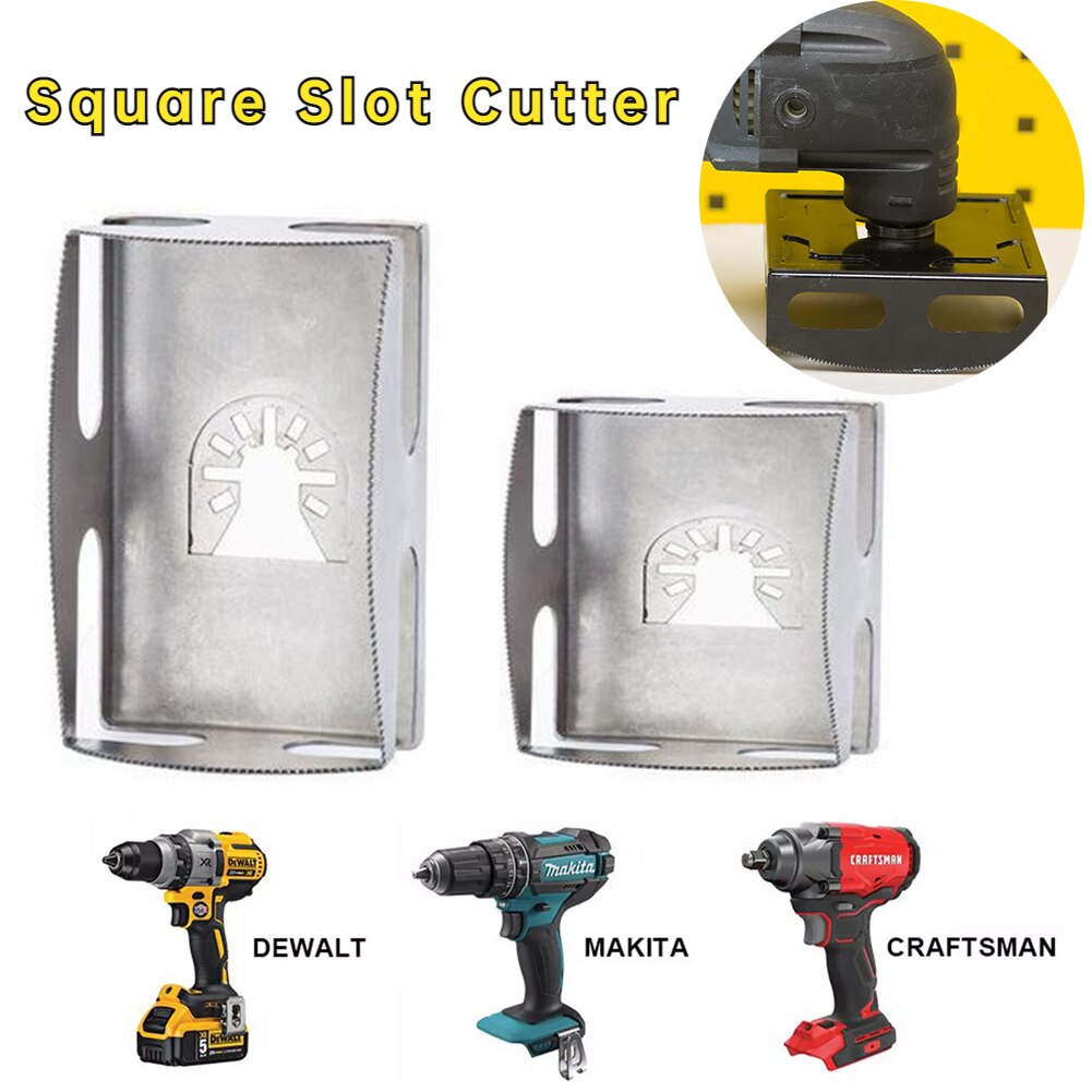 Universal Open Backed Square Slot Cutter Square Rectangle Slot Drill Socket Holes Opener for Plasterboard Dry Wall Electric Tool