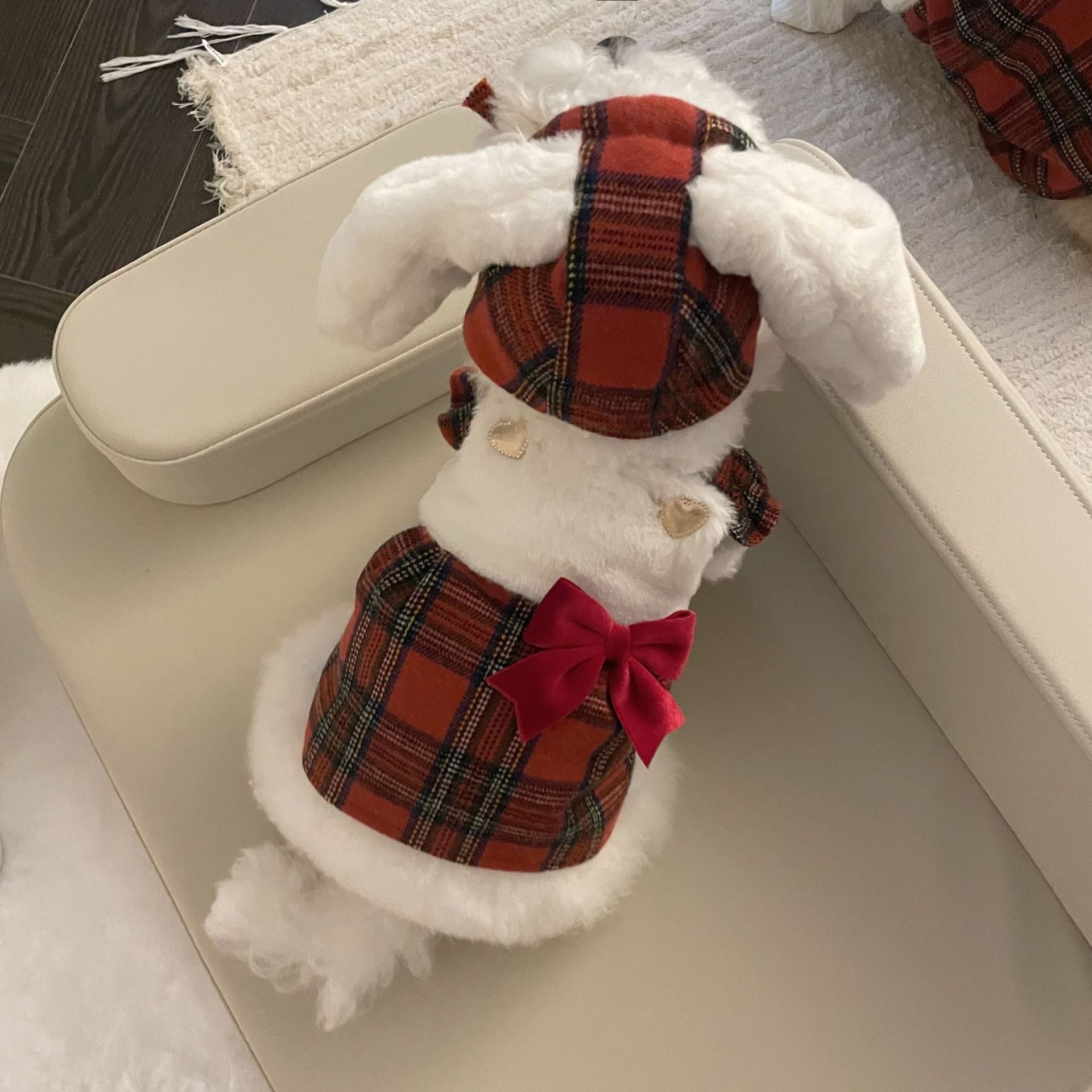 Wollen Plaid Huisdier Pak Rode Retro Bunny Oren Jarretel Jurk Voor Teddy Warm Schattige Comfortabele Hond Kleding Ropa Perro Pequeño