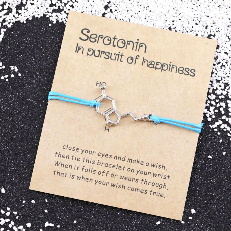 Serotonine wensarmband, serotonine molecuul armbanden, chemische formule 5- , ht charm, dna armband, verpleegster sieraden, vriendschapsarmband