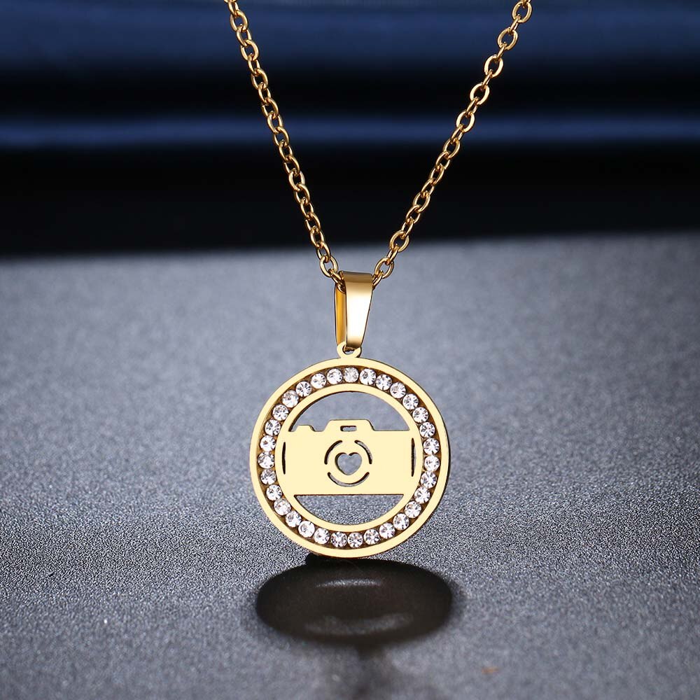 CACANA 316L Stainless Steel Camera Necklace Crysta... – Grandado