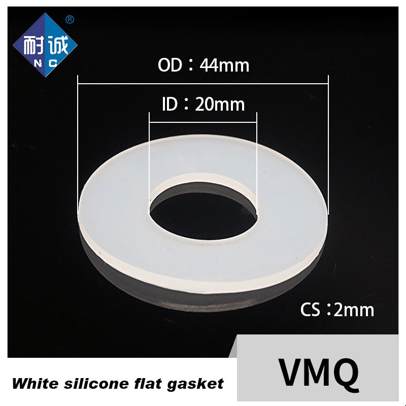 White translucent Silicone Flat Gasket 20*44*2mm Silicone Rubber VMQ O-ring Washer Elasticity temperature resistance