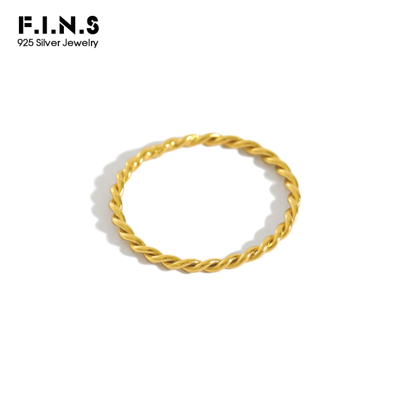 F.I.N.S Minimalist S925 Sterling Silver Rings for Women Two-tone INS Style Twist Slim Ring Fine Jewelry Silver 925 Ring