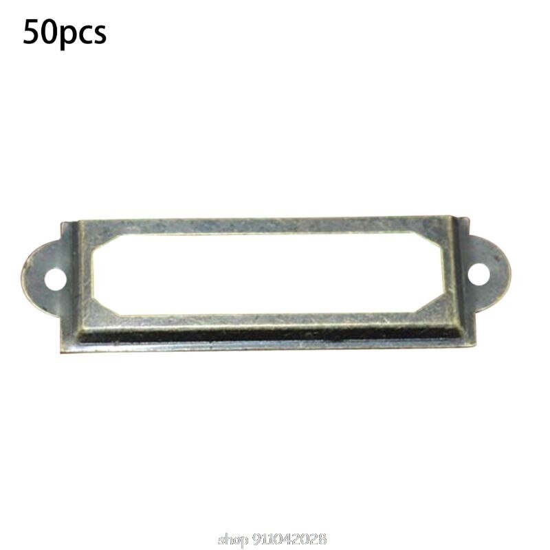 50 Pack Office Library File Drawer Cabinet Card Tag Label Holder Metal Frame N16 20: Bronze