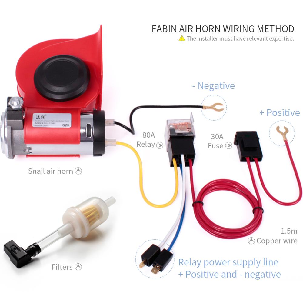 Klaxon de voiture FARBIN 12V/24V 150db klaxon d'air Super fort avec compresseur, Kit de klaxon Compact pour tout véhicule