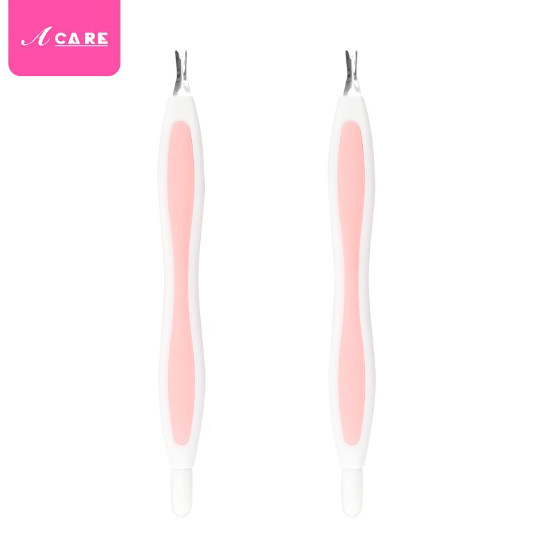 2 pçs empurrador de cutícula rosa macio manicure vara de borracha pressão caneta haste dead skin fork peeling faca trimmer removedor de unhas: pink and white x2