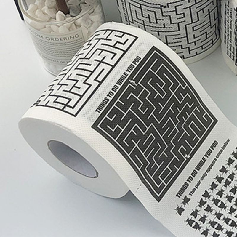 1 rollo de papel higiénico impreso divertido 2 capas de tejido sin perfume para el hogar Baño habitación uso 50JF