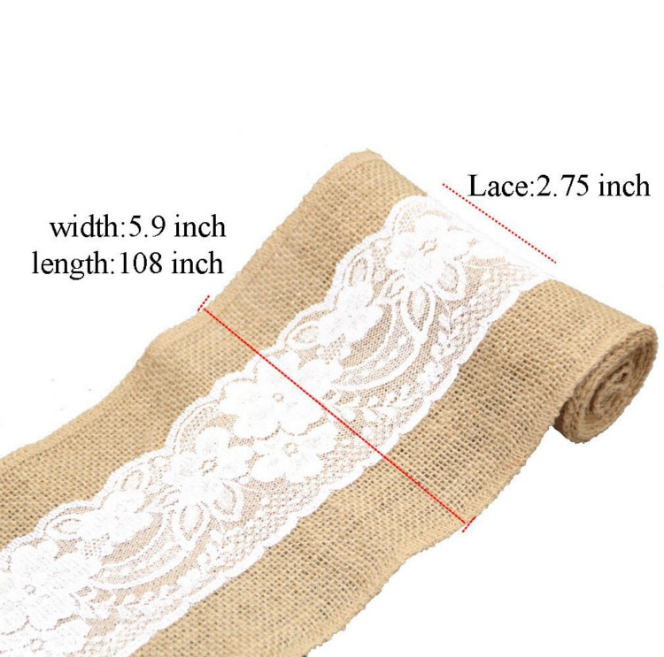 Burlap Lace Sash Set Burlap Table Runner Chair Sash Table Sashes Bows Party Decoration for Rustic Wedding Centerpieces and Brida