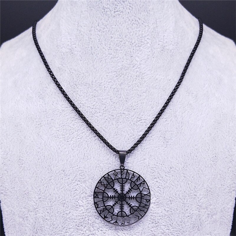 Viking Vegvisir Kompas Ketting Ketting Mannen Rvs Nordic Runen Odin Statement Ketting Kelten Etnische Sieraden N3048S05