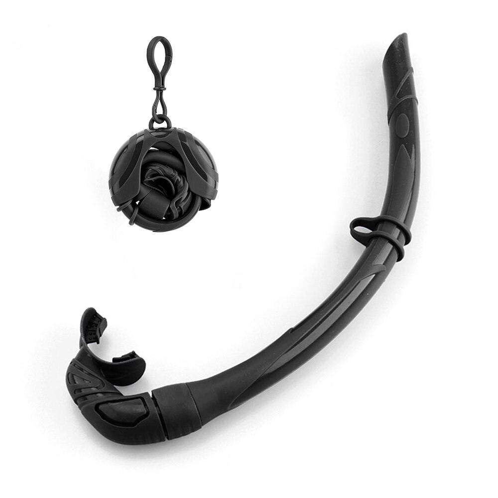 Tuba pliable en Silicone pour hommes et femmes, avec étui de rangement Compact, Tube de respiration humide pour la plongée en apnée: Black