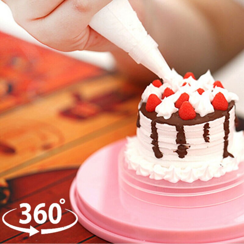 14 Cm Revolving Cake Turntable Decorating Elegnt Roze Stand Antislip Base