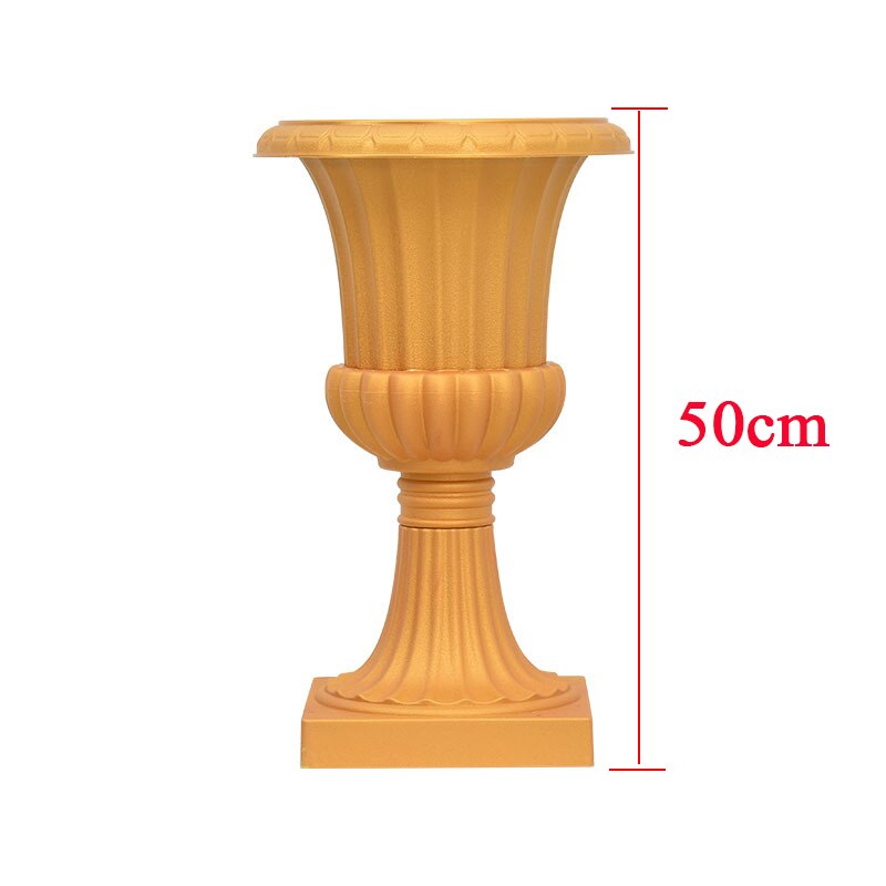 Columnas romanas decorativas para boda, pilares de plástico blanco, maceta de flores, soporte de plomo para carretera, , evento, 2 uds.: Golden road lead