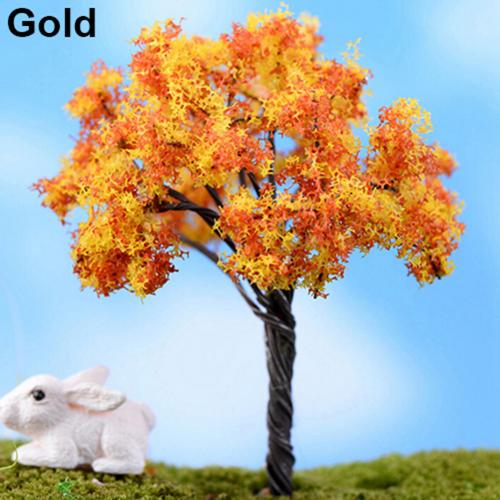 Miniature Sakura Plum Blossom/plum/willow/coconut Tree Plants Fairy Garden Accessories Dollhouse Ornament Garden Decoration: Gold