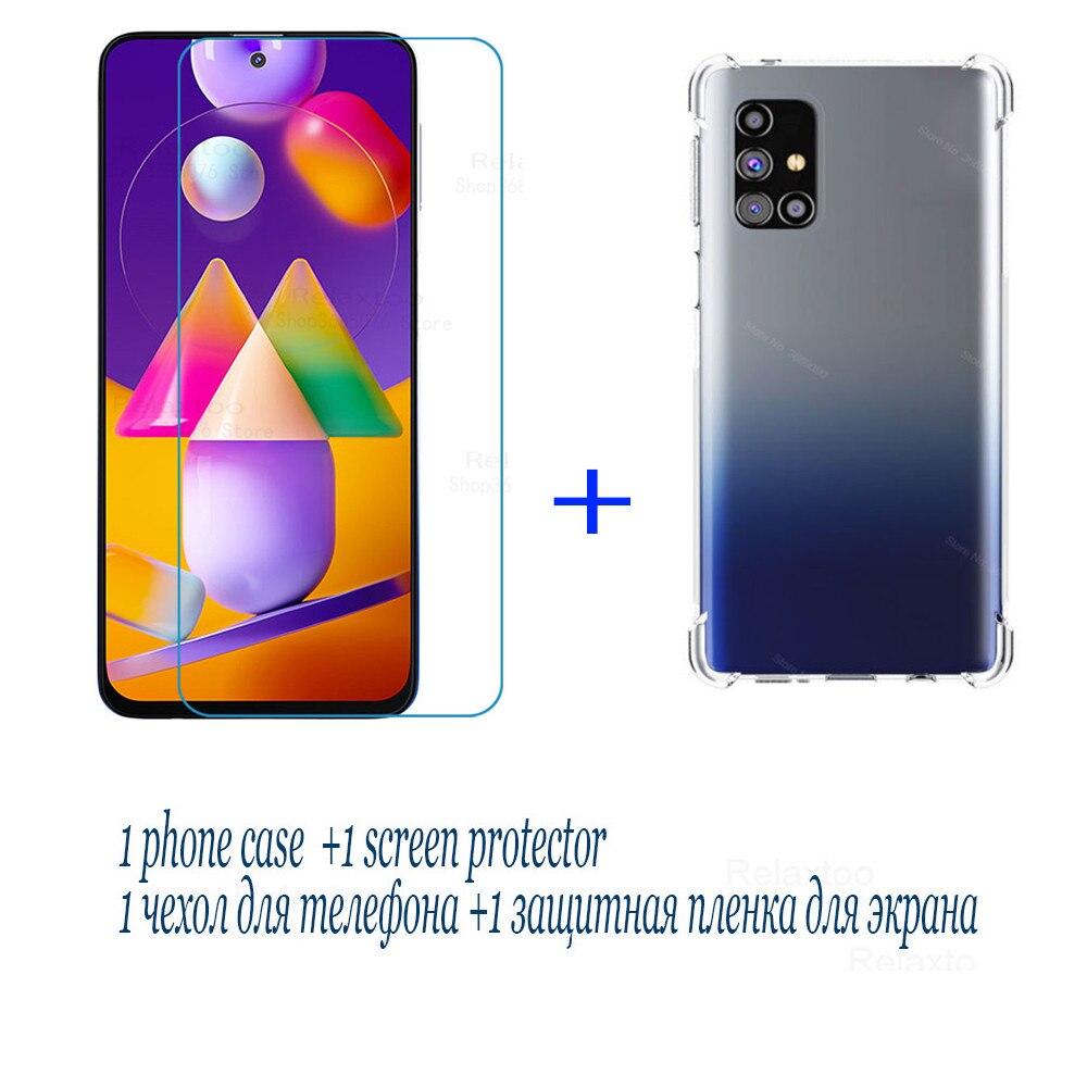 Case, beschermende Glas Samsun M31s Gehard Glas Lens Screen Protector Voor Samsung Galaxy M31s M 31 S 31 S Glas Galax m31s Case: for samsung m31s / case and front glass