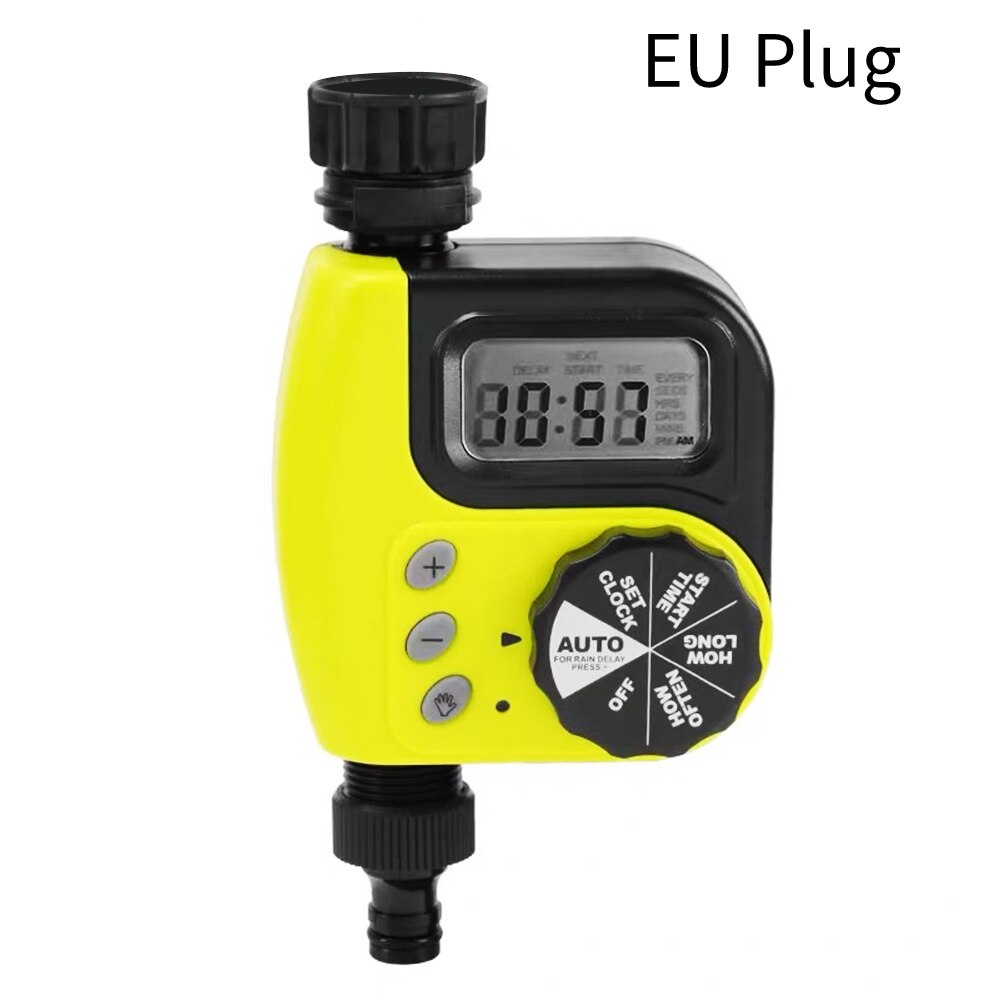 Automatic Watering Timer Irrigation Controller Programmable Hose Faucet Timer Battery Operated with 2 Outlet for Garden Plants: 1 Outlet-Yellow-EU