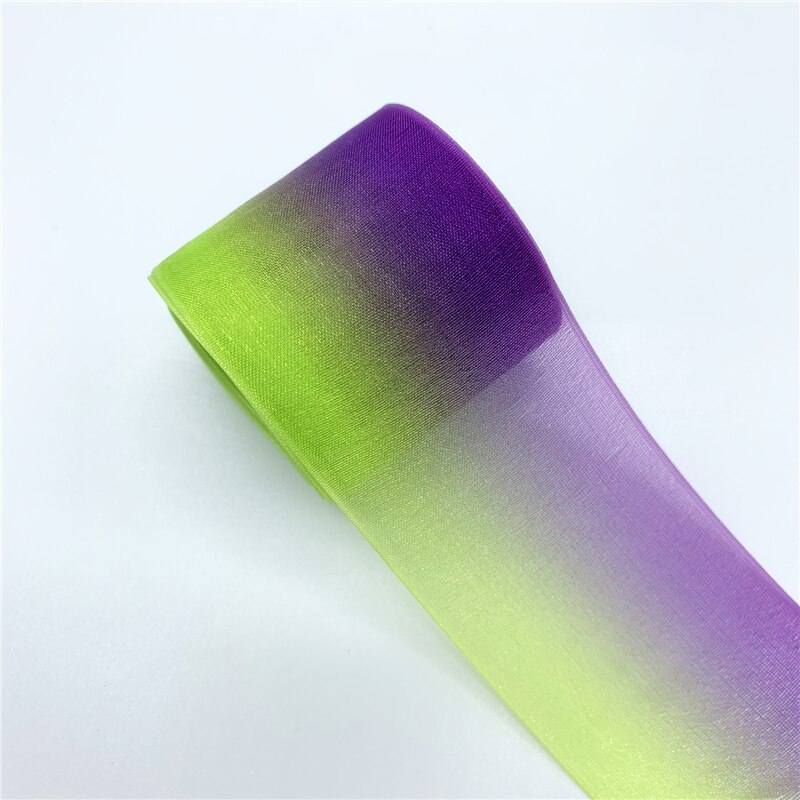 5 Yards/Lot 38mm Kerst Lint Organza Regenboog Lint Handgemaakte Boog Voor Bruiloft Kerst Decoratie DIY Wikkelen Ambachten