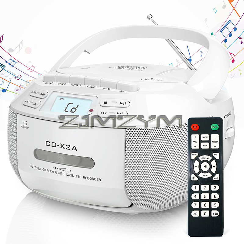 Portable CD Cassette Player Bluetooth Boombox with FM Tape CD player Student Learning U disk MP3 Stereo Music Player: Yellow