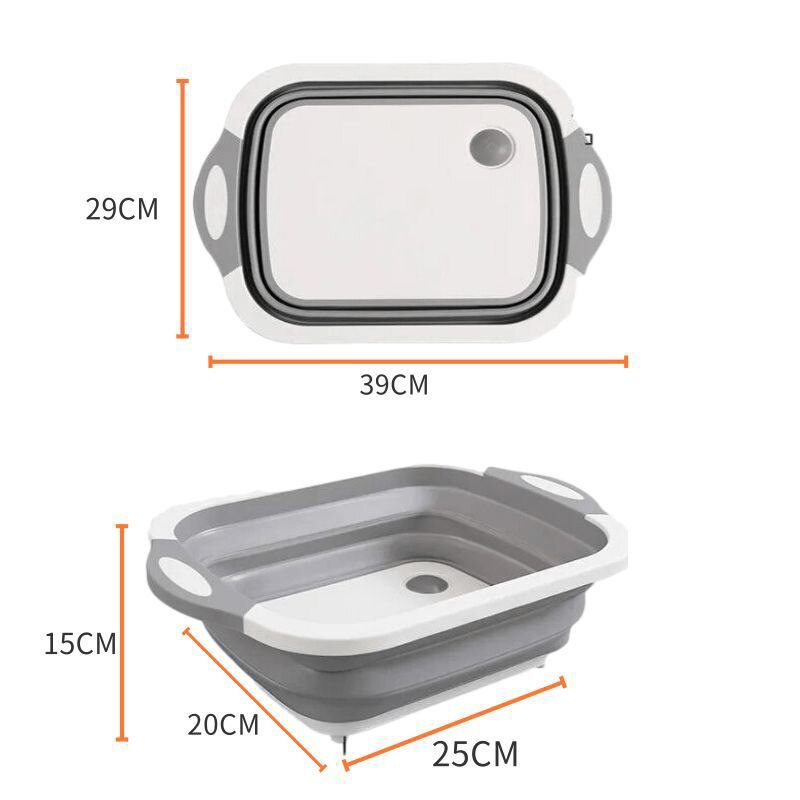 Multifunctionele Snijplank Keuken Benodigdheden Vouwen Gootsteen Groenten Fruitmand Wasbaar Keuken Organizer: Light Grey