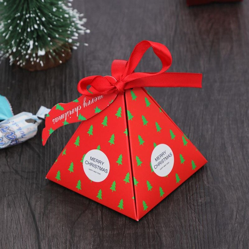 10 st julförpackningspåse godisaskar för barn födelsedag bröllopsfavoritlåda förpackning papperspåsar tillbehör för evenemang julfest: Röd