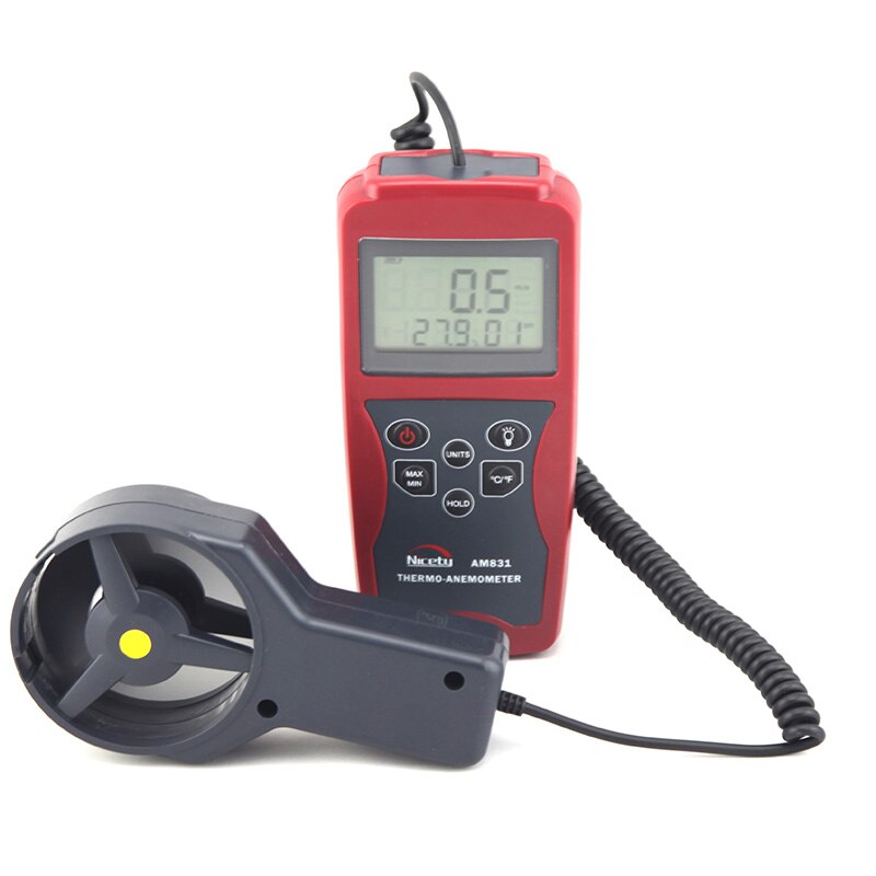 Nicety AM831 LCD Handheld Digital Anemometer Wind Speed Meter & Temperature Measuring with Vane Sensor Backlight GR: AM831